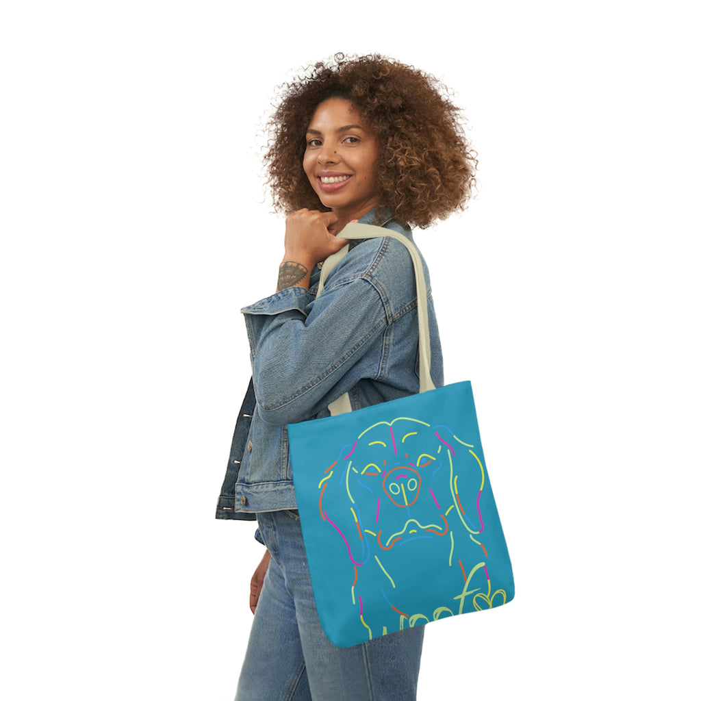 Neon Dog POD Polyester Canvas Tote Bag (AOP)