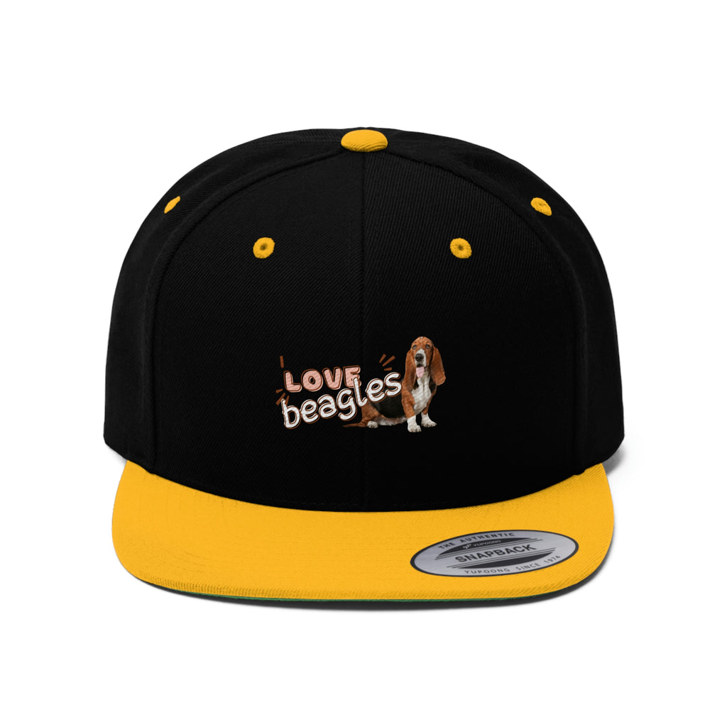 I love Beagles Dog POD Unisex Flat Bill Hat