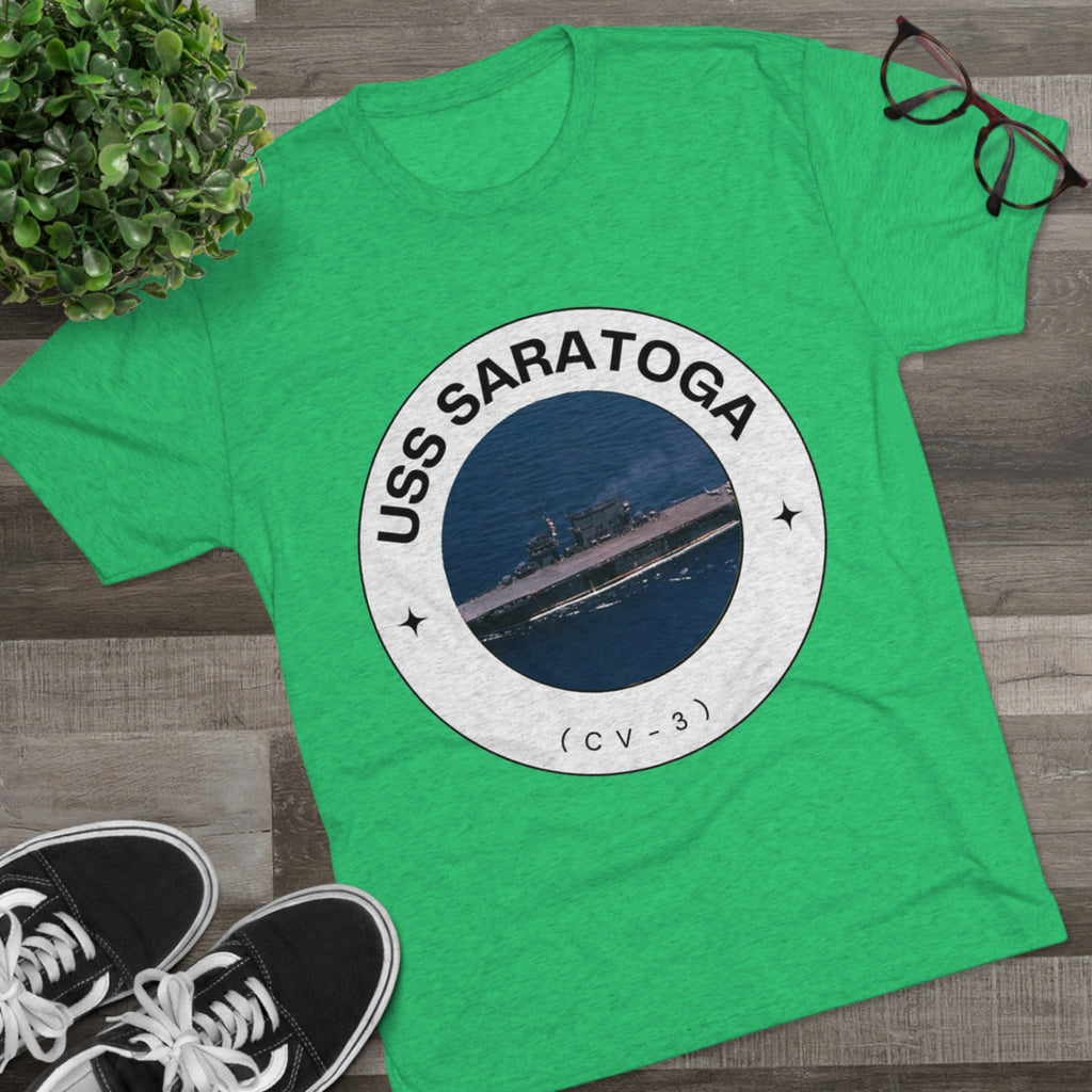 USS Saratoga (CV-3) United States Ships POD Unisex Tri-Blend Crew Tee