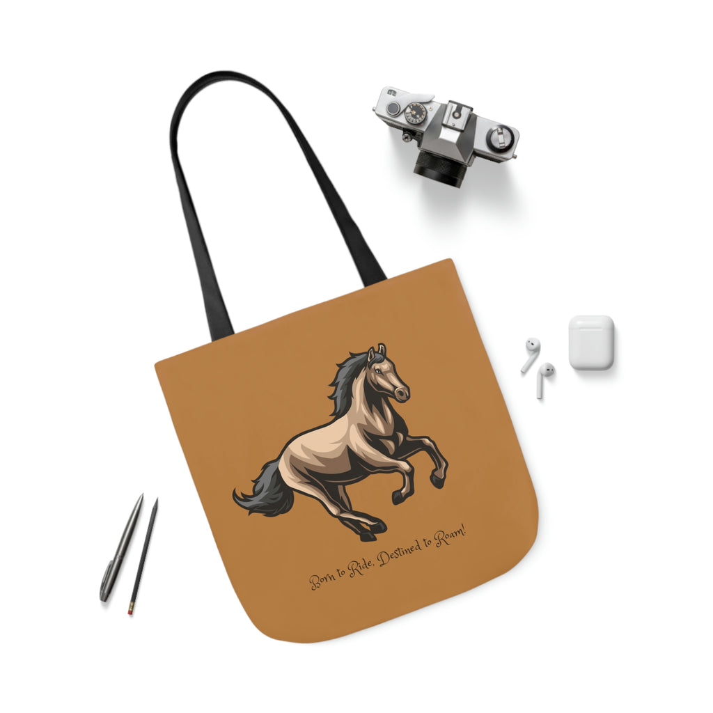 Born to Ride Horse POD Polyester Canvas Tote Bag (AOP)