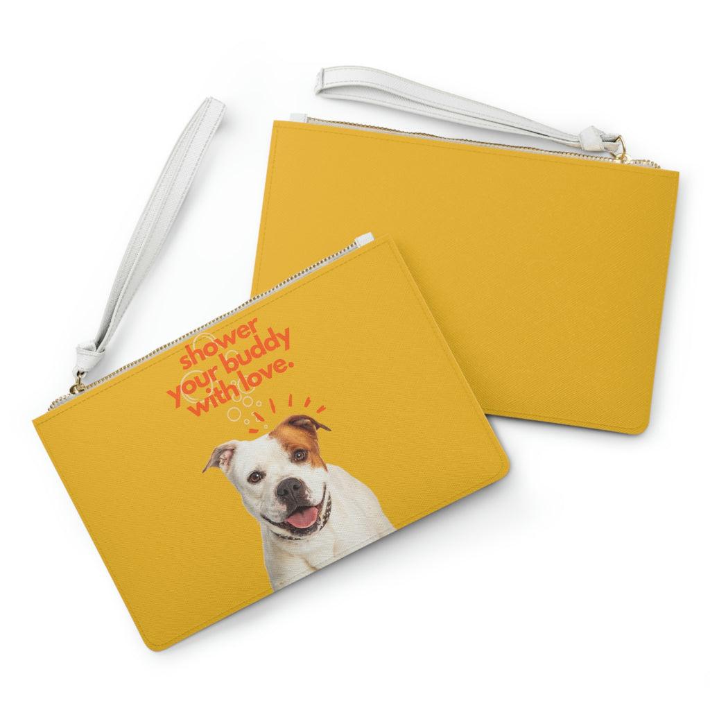 shower your buddy with love dog  Clutch Bag