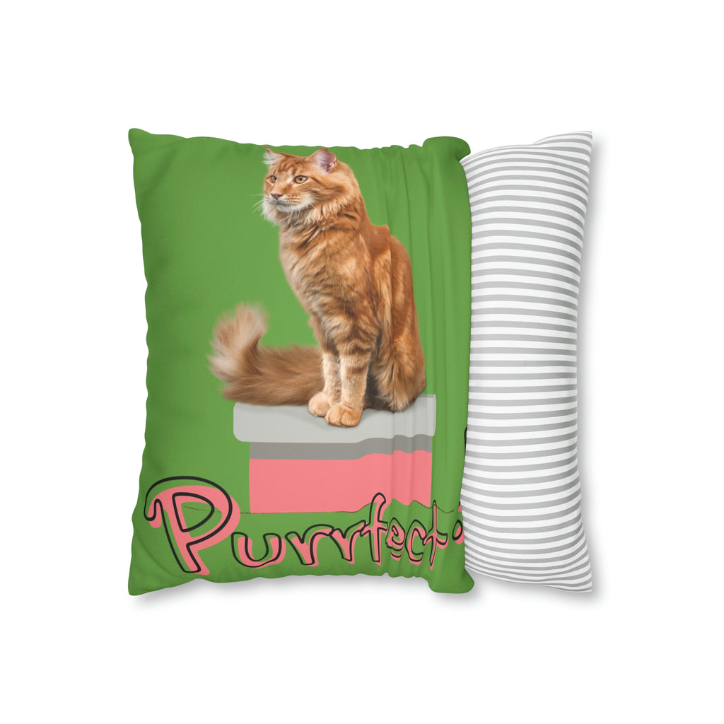 Purrfect Cat POD Faux Suede Square Pillow Case
