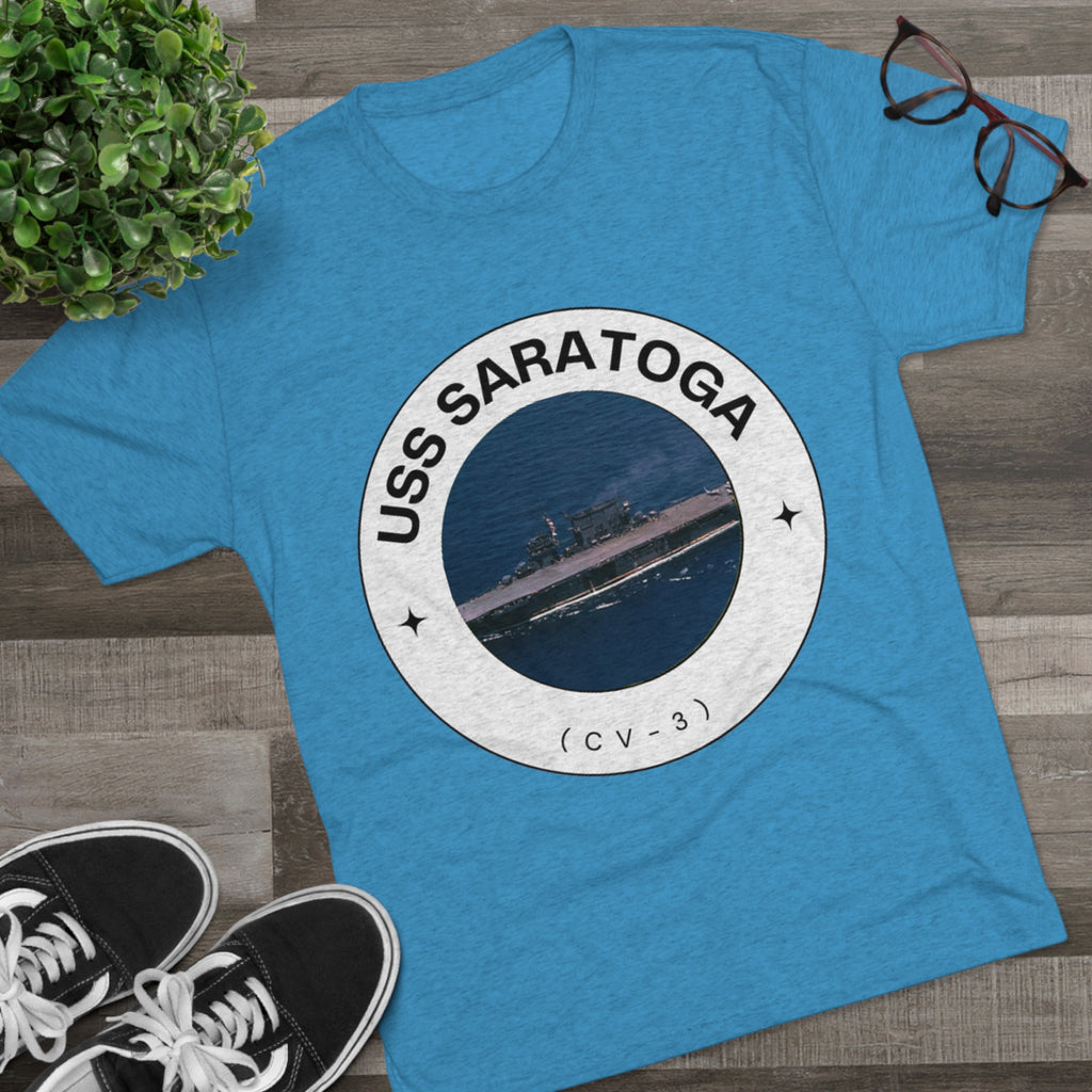 USS Saratoga (CV-3) United States Ships POD Unisex Tri-Blend Crew Tee