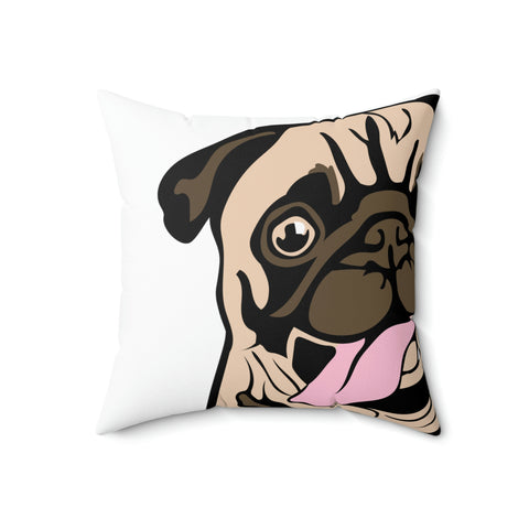 Pug Therapist POD Faux Suede Square Pillow