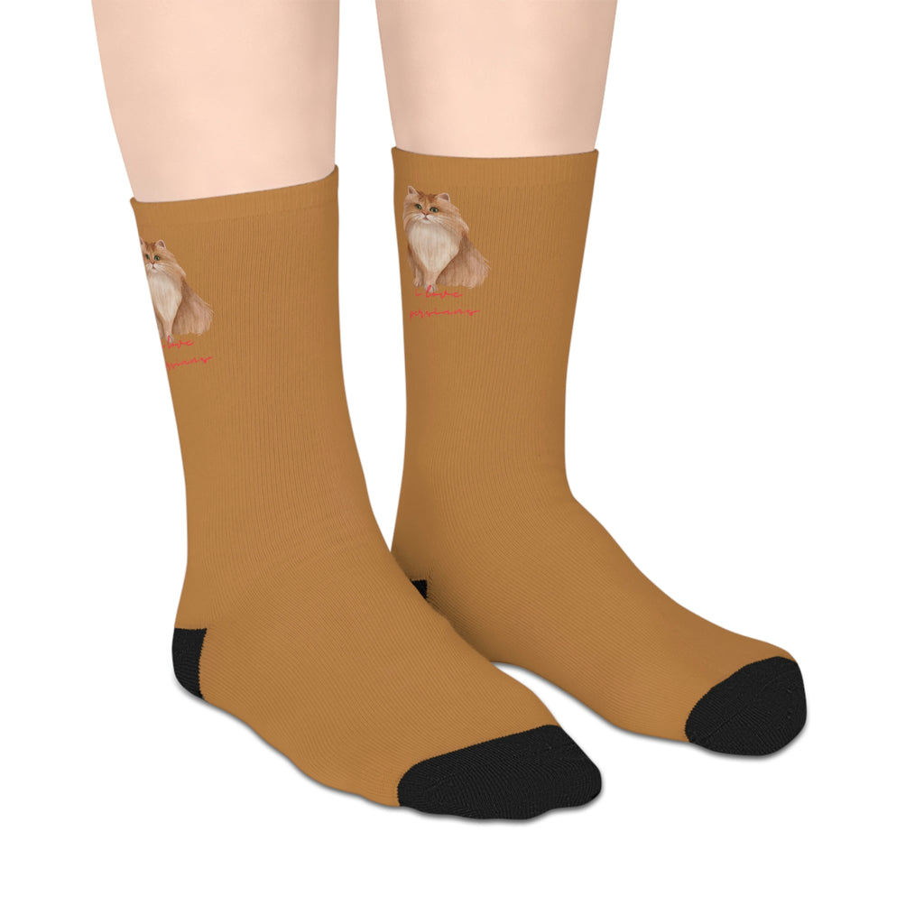 I love Persians Cat POD Mid-length Socks