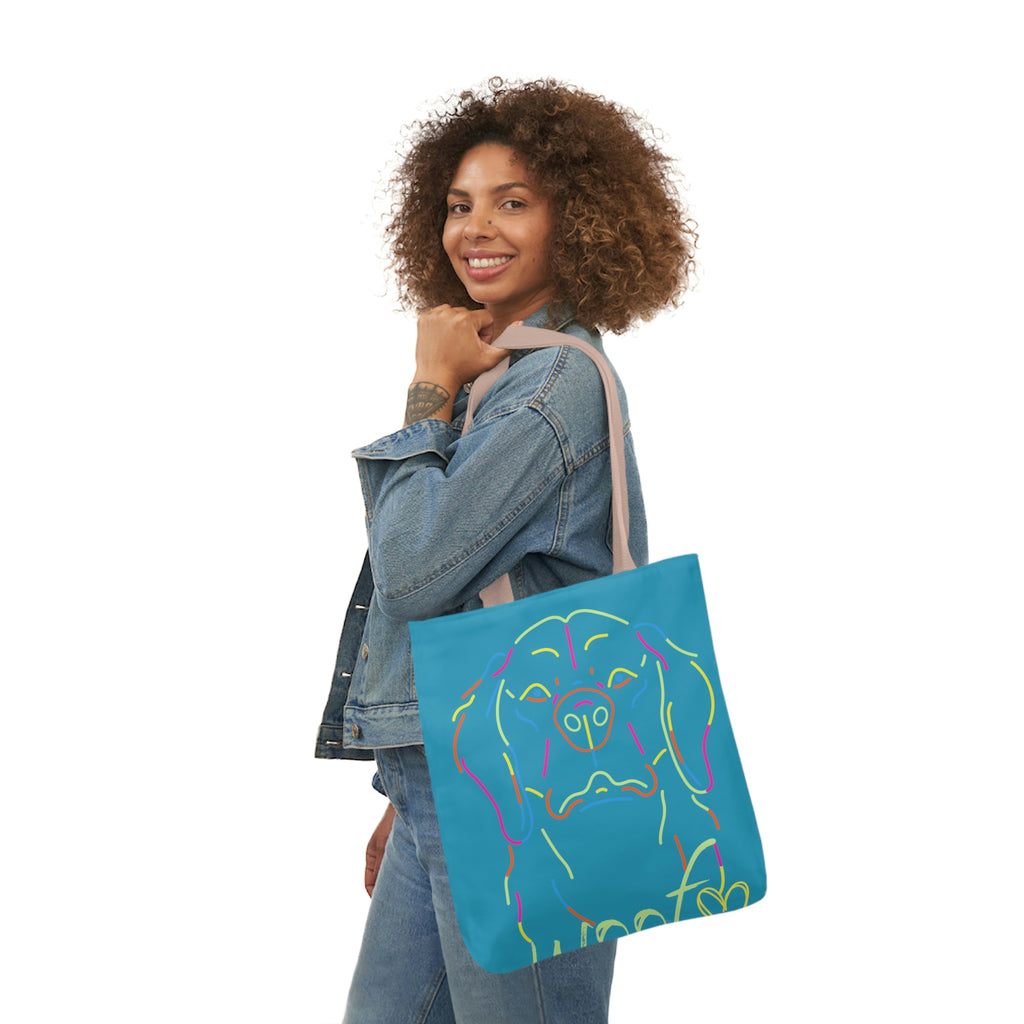 Neon Dog POD Polyester Canvas Tote Bag (AOP)