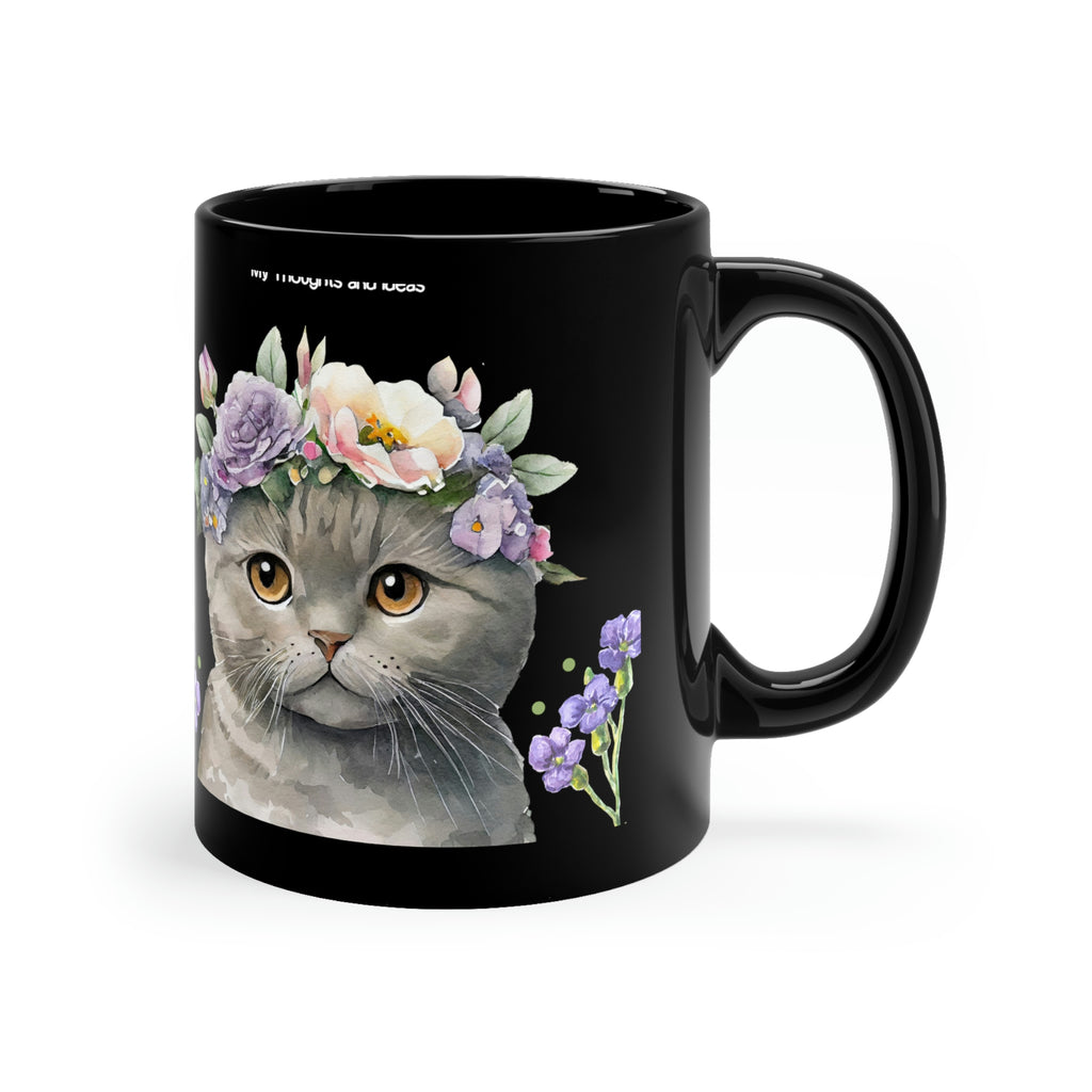 Meow Cat POD 11oz Black Mug