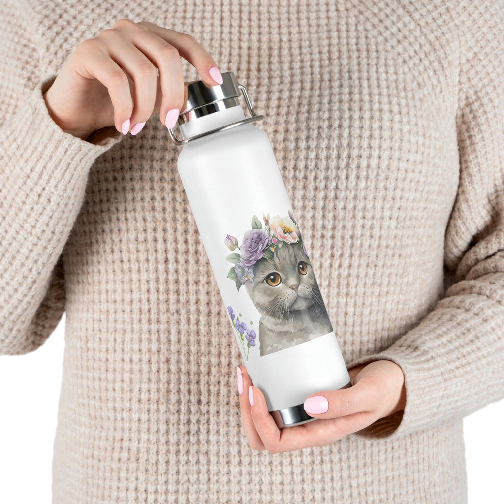 Meow Cat POD Copper Vacuum Insulated Bottle, 22oz