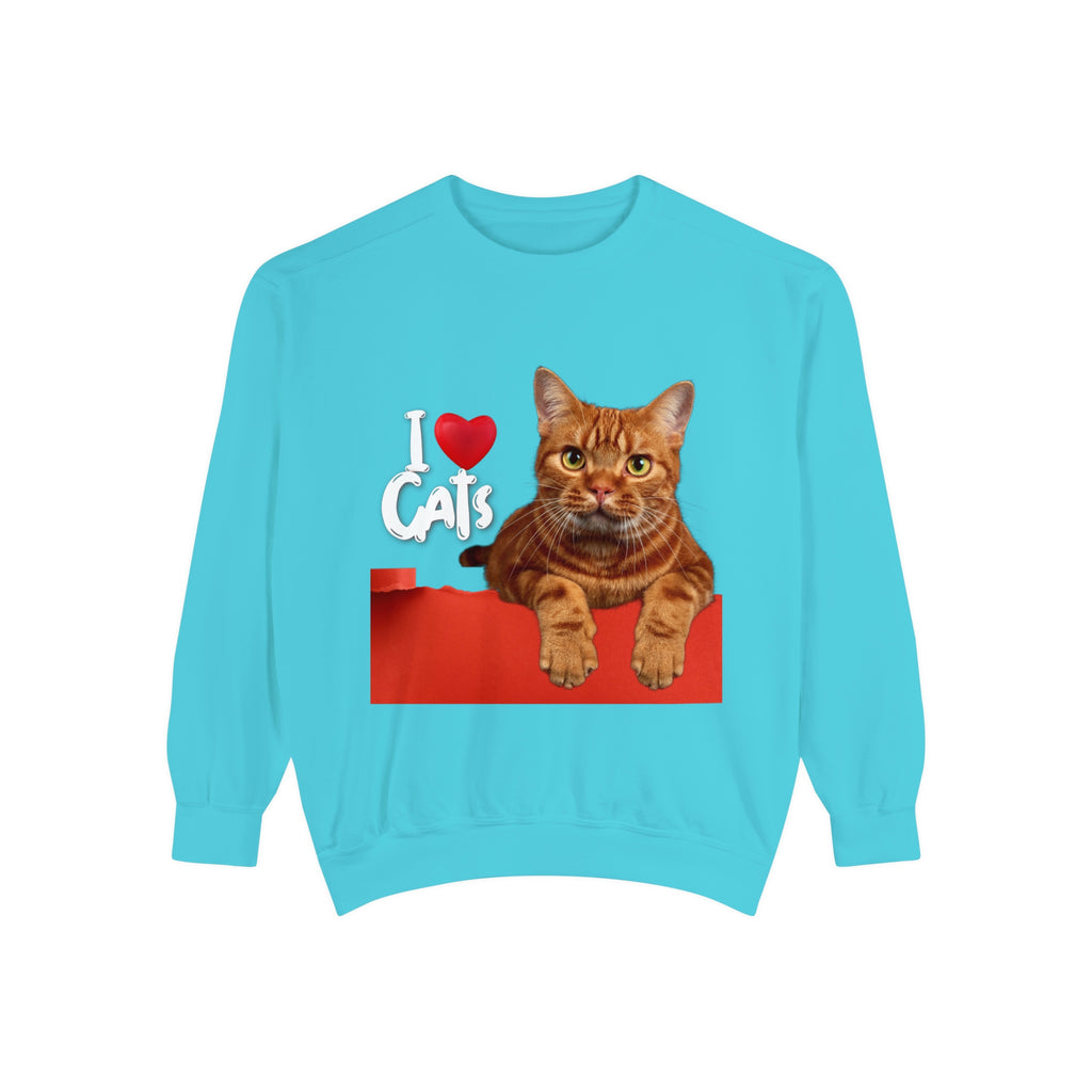 I love Cats POD Cat Unisex Garment-Dyed Sweatshirt