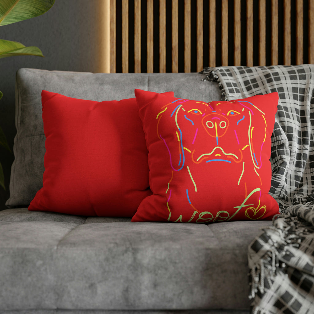 Neon Dog Spun Polyester Square Pillow Case POD