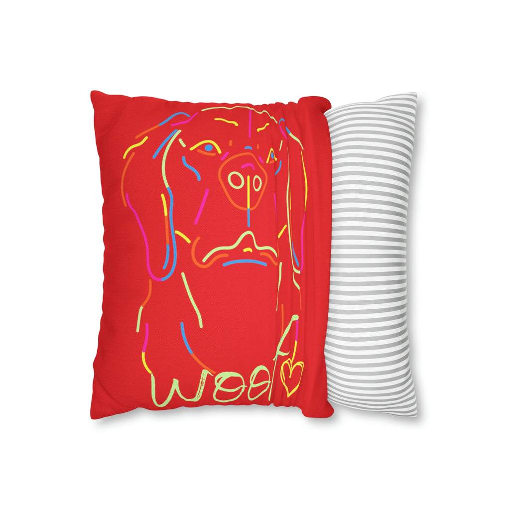 Neon Dog Spun Polyester Square Pillow Case POD