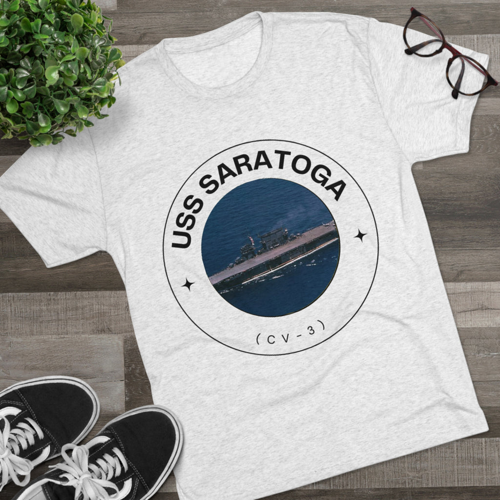 USS Saratoga (CV-3) United States Ships POD Unisex Tri-Blend Crew Tee