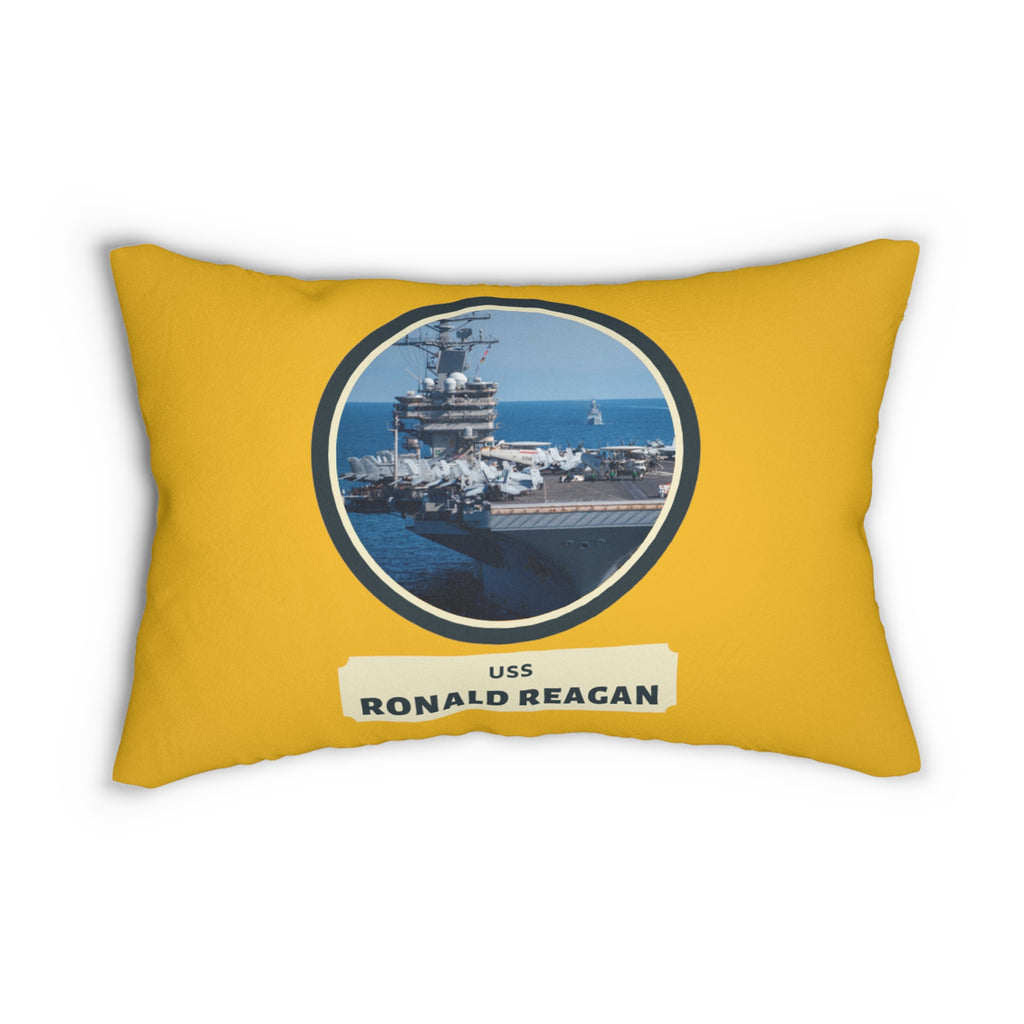 USS ronald reagan United States Ships POD Spun Polyester Lumbar Pillow