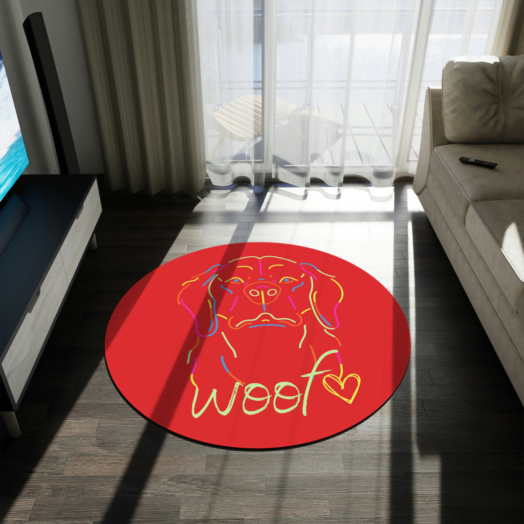 Neon Dog POD Round Rug