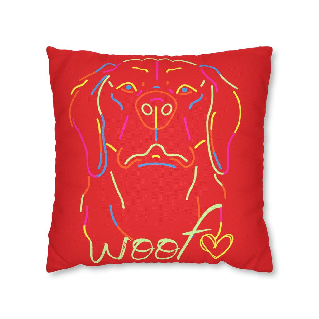 Neon Dog Spun Polyester Square Pillow Case POD