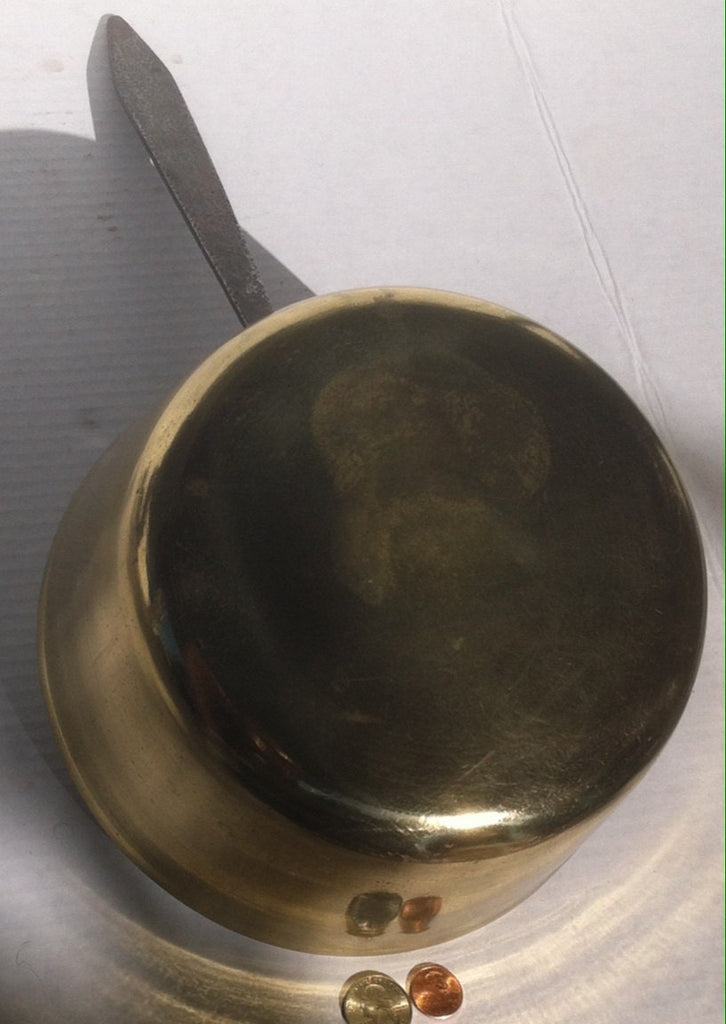 Vintage Brass Pan Pot, Unusual Pan, Old Heavy Duty Pan, Quality Handle, Used Condition, Patina on the inside, Vintage Brass Covered Pan