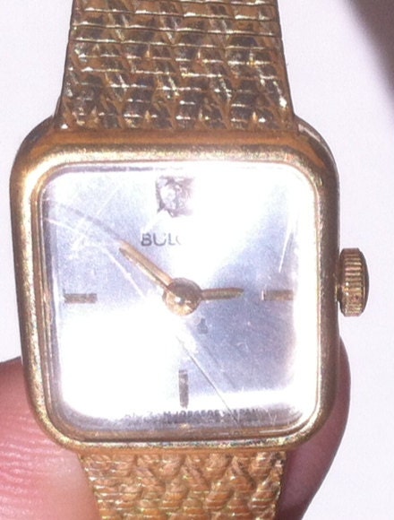 Vintage Ladies Gold Plated Bulova Watch, Made in Japan, Quartz MJO84509, Bulova Watch Co P4, Vintage Ladies Fancy Watch