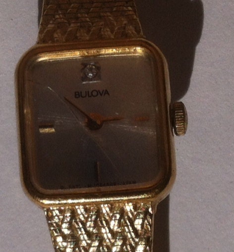 Vintage Ladies Gold Plated Bulova Watch, Made in Japan, Quartz MJO84509, Bulova Watch Co P4, Vintage Ladies Fancy Watch