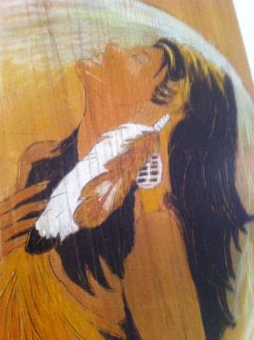 Vintage Hand Crafted and Painted Native American Indian, Wall Hanging, Quality Work, 15 x 9 1/2 inches, Female Indian, Beautiful Girl, Wood