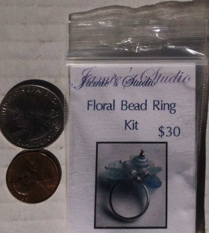 Vintage Do It Yourself Jewelry, Floral Bead Ring, Unused, Still in Package, Make your own Vintage Ring with Decorations, Vintage Ring Kit