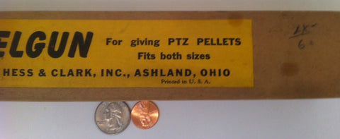 Vintage Pelgun, For Giving PTZ Pellets, Dr. Hess & Clark, Made in USA, Fits Both Sizes, In Original Box, Box is 10 inches long, Vintage