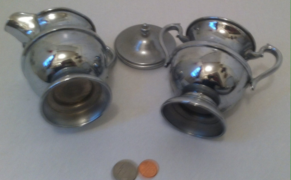 Vintage Set of Metal Silver Serving Containers, Pitcher, Creamer, Milk, Sugar, Table Decor, Kitchen Decor, Cromwell Silver, Chromium, Pair