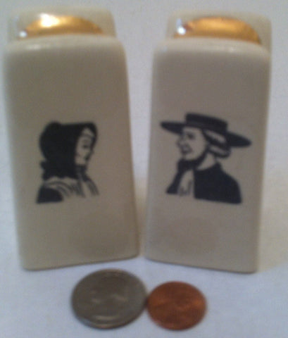 Vintage Salt and Pepper Shakers, Set of Vintage Salt & Pepper Shakers, Yoder, Kansas, Pilgrims, Mormons, Old Fashioned People, People