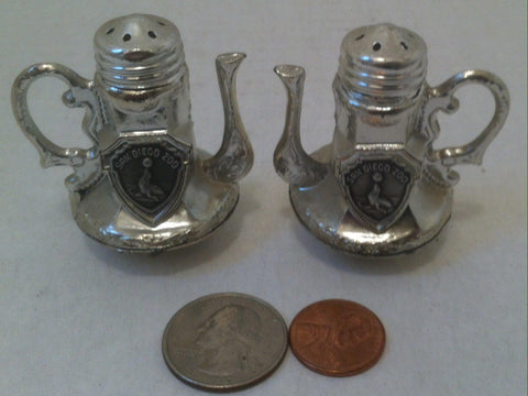 Vintage Salt and Pepper Shakers, Set of Vintage Salt & Pepper Shakers, Metal Shakers, San Diego Zoo, California, Tourist Attraction, Water