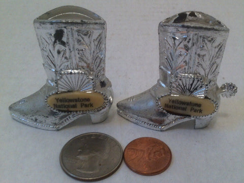Vintage Salt and Pepper Shakers, Set of Vintage Salt & Pepper Shakers, Yellowstone National Park, Plastic Cowboy Boots, Tourist Attraction
