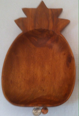 Vintage Wooden Pineapple Service Tray, Dish, Platter, Nice Quality Hardwood, Kamani Woods Philippines, 13 x 8 inches, Quality Wooden Dish