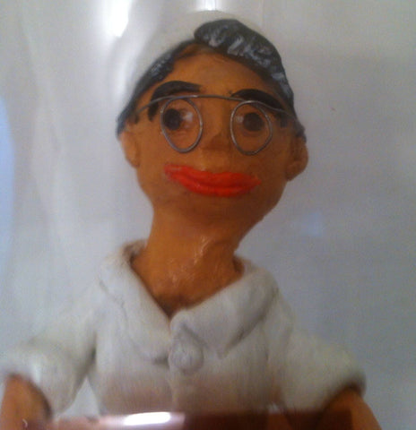 Vintage Nurse Doll, Figure in a Glass Bottle, Vintage Old Nurse, Doctor, Medical Professional, Wire Rim Glasses, 8" inches tall, Cork