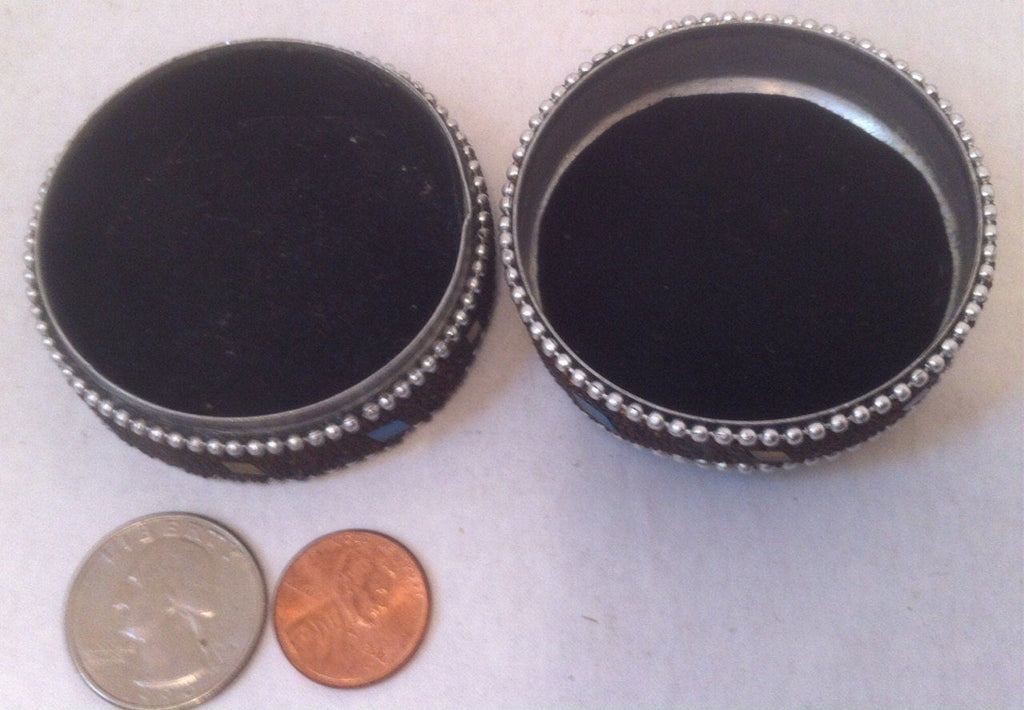 Vintage 1990's Small Round Luxor Hotel Jewelry Box, Storage Box, Stash Box, Unique, Souvenir