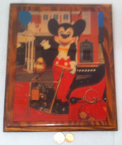Vintage Mickey Mouse Hand Crafted Picture Frame, Solid Thick Coating of Lacquer, Very Nice Thick Coat, 11 1/2 x 9 1/2 inches, Hand Made Art
