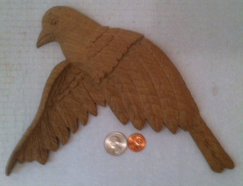 Vintage Wooden Hand Carved Eagle, Bird, Display as is or Paint it too, 10" wide, Home Decor, Wall Display, Artistic Eagle, Vintage Wood