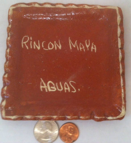 Vintage Square Red Ceramic Clay Ashtray, Rincon Maya Aquas, Smoking Ashtray, Tobacco Memorabilia, Hand Crafted Smoking Ashtray, Vintage