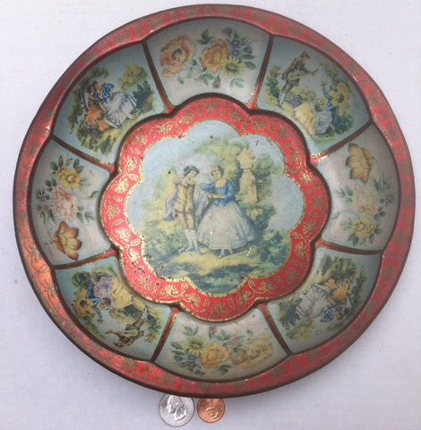 Vintage Metal Round Pan, Decorative, Made in England, Shelf Display, Wall Display, 10" Wide, Home Decor, Patina, Vintage