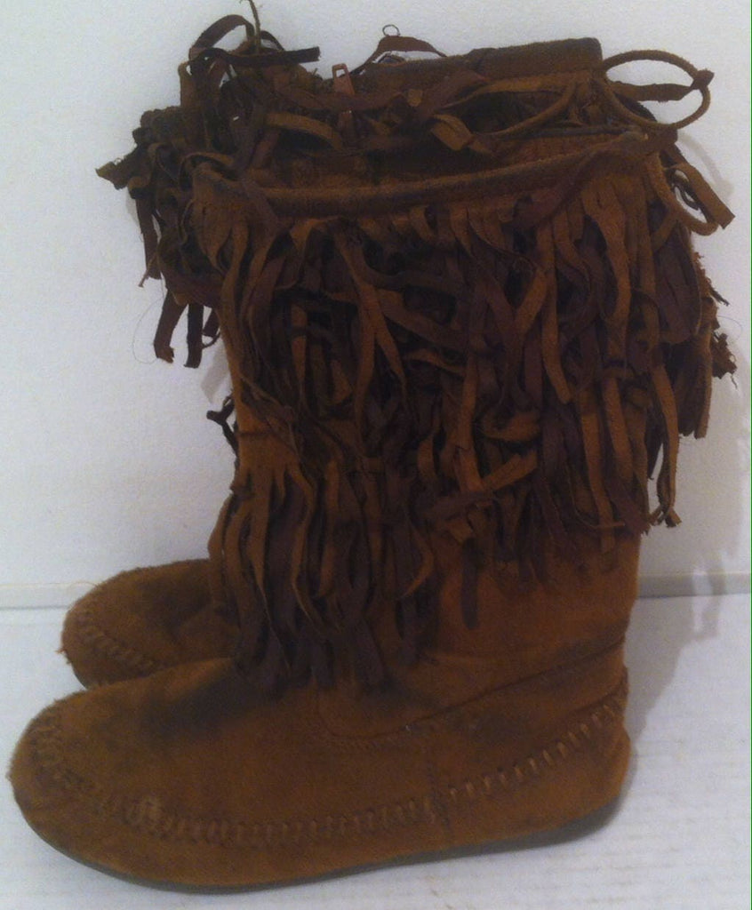 Vintage Kids Moccasins Boots, Size 1, Could Use a Good Scrubbing to Clean Them Up More, Indian Style Boots