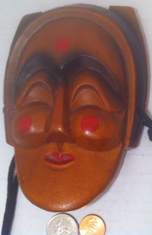 Vintage Wooden Face Mask, Wall Hanging, Wall Decor, Home Display, Wooden Sculpture, Hand Made Wooden Face, Quality Hardwood, 6 x 4 1/2