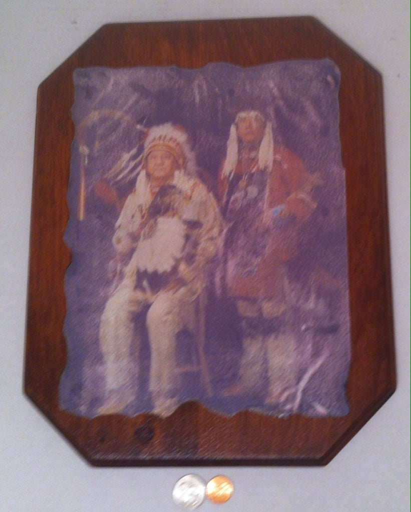 Vintage Wooden Wall Hanging, Native Americans, Indians, Quality Wooden Wall Art, 14 x 11, Home Decor, Shelf Display, Artistic Design