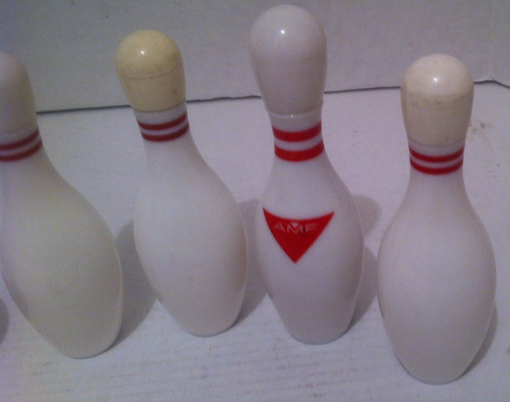 Vintage Collection of 6 Sports Items, Bowling Pins, Tennis Ball, Fishing Lure, Glass Bottles, Avon Collectibles, Home Decor, Shelf Display