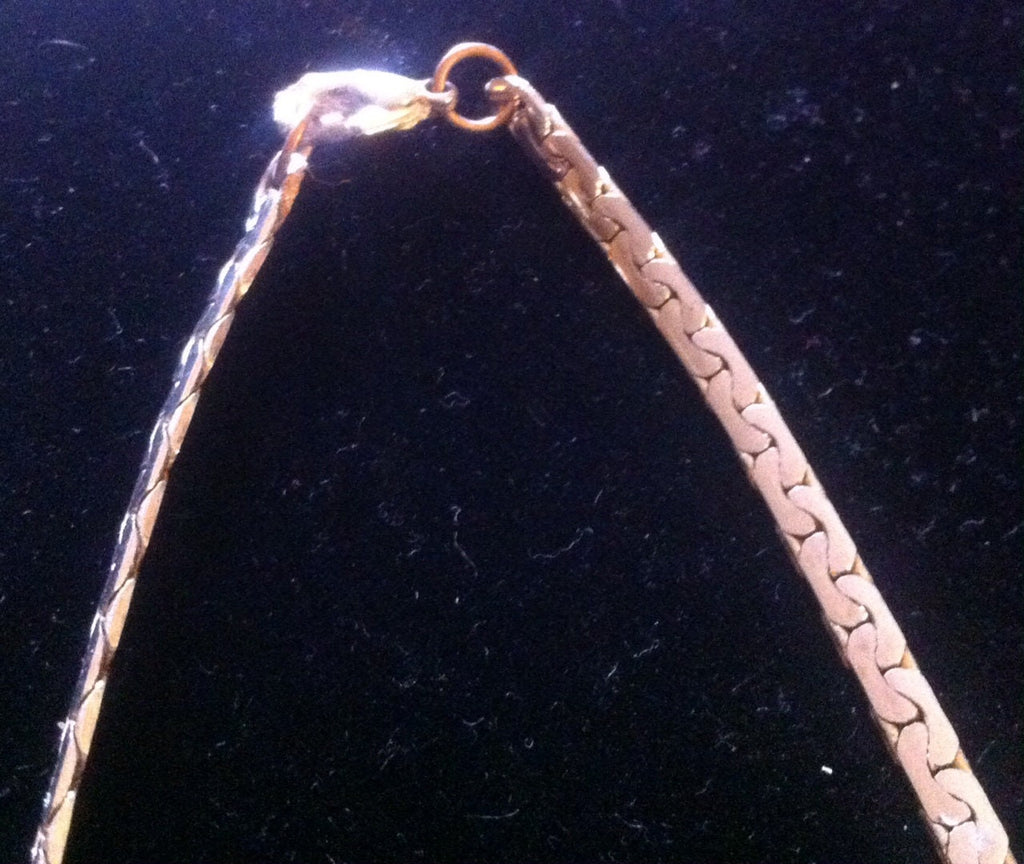 Vintage Gold Plated Necklace, Chain Link, Gold Filigree Overlay, 18" Long, Neck Jewelry, Choker