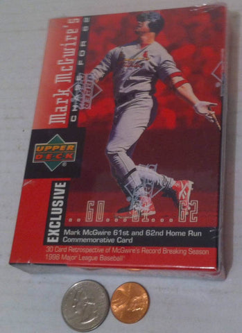 Vintage 1998 Unopened Mark McGuire's Chase for 62, Upper Deck, 61st and 62nd Home Run Commemorative Cards, Baseball Cards, Sports, Hoe Runs