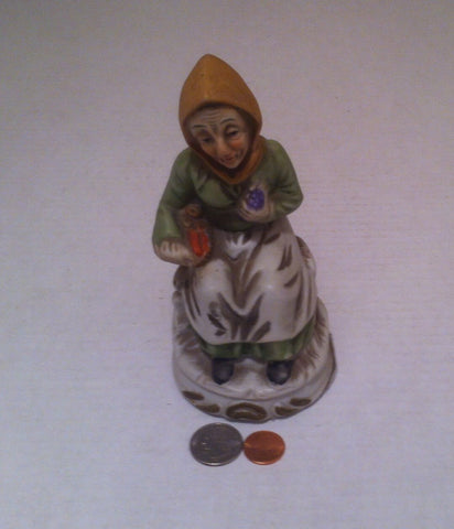 Vintage Ceramic  Statue of a Woman Sitting and Holding Food, 7" Tall, Home Decor, Shelf Display