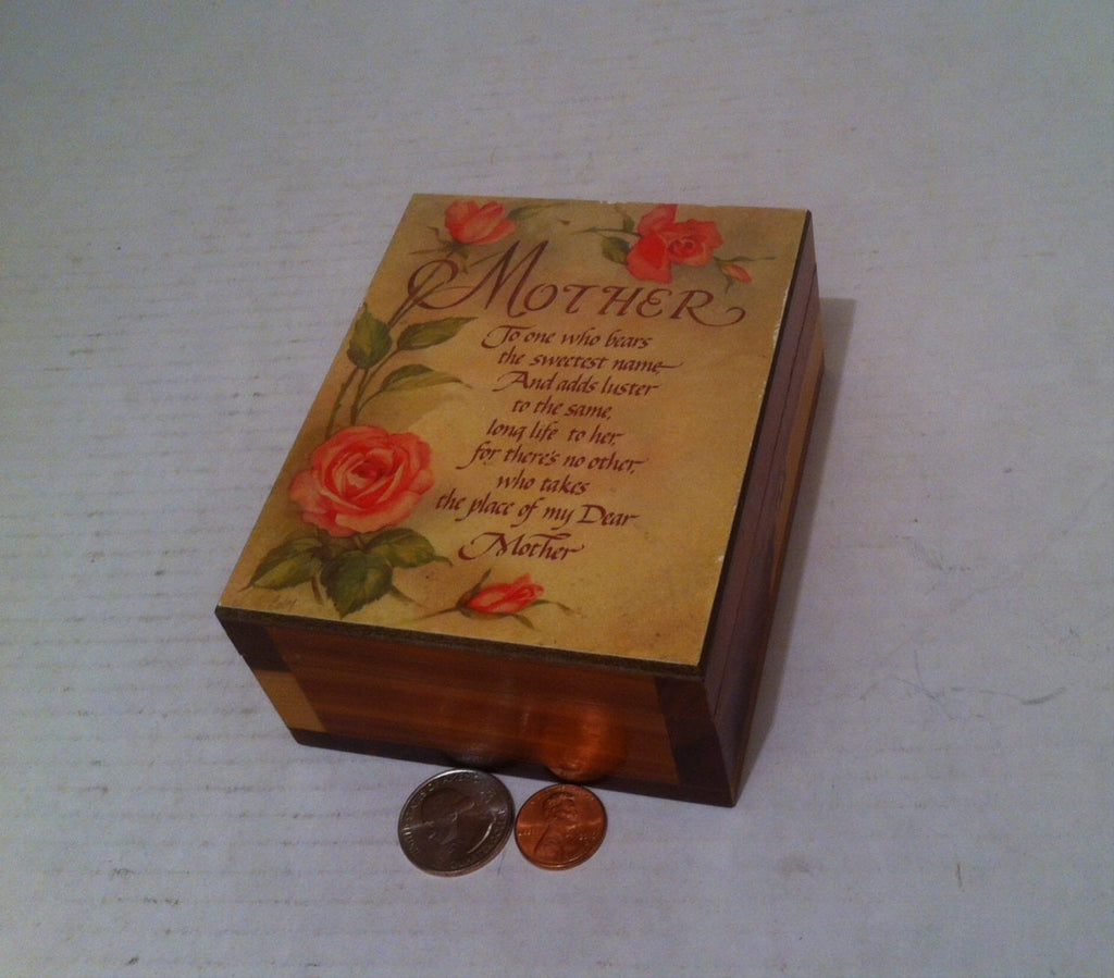 Vintage Wooden Box, Storage Box, Stash Box, 5 x 4 x 2, Mother, Dale Hollow Lake, Celina, TN, Redwood Box, Quality Made Box