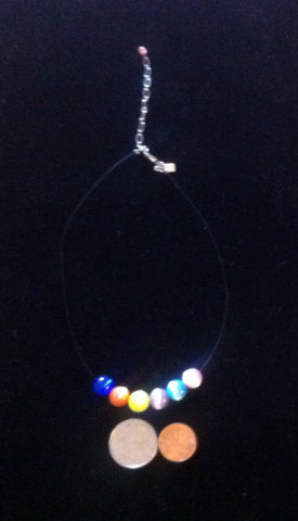 Vintage Necklace, Rainbow Beads, Personalized Rachel Charm, Colorful Beads, Marbles, Vintage Metal Necklace
