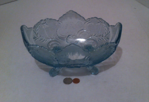 Vintage Lite Blue Serving Dish, Candy Dish with Claw Foot Legs, Kitchen Decor, Shelf Display, 10 x 7 x 5, Quality Thick Glass