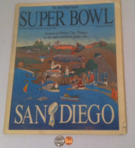 Vintage 1988 Super Bowl San Diego, The San Diego Union, America's Finest City, Things to Do and a Football Game Too, 102 Pages, Newspaper