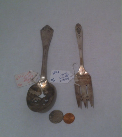 Vintage Silver Plated Utensils, Fork, Spoon, Kitchen Decor, Shelf Display, Can Be Shined Up Again to Nice and Bright, Serving Utensils