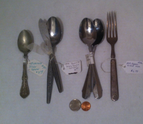 Vintage Set of 6 Silverware Pieces, Assorted Utensils, Plymouth, Spreader, Rogers, 1847 Fork, Just Imagine, 1847