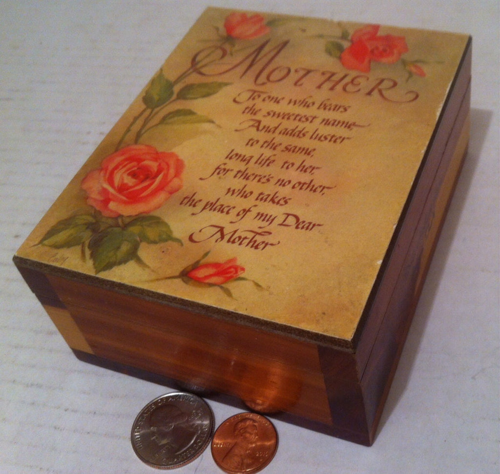 Vintage Wooden Box, Storage Box, Stash Box, 5 x 4 x 2, Mother, Dale Hollow Lake, Celina, TN, Redwood Box, Quality Made Box